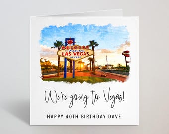 Personalised We're Going To Vegas Card - Las Vegas Holiday Vacation Trip Surprise Gift  Birthday Anniversary Card Husband Friend Sister Aunt