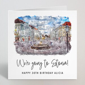 Carte personnalisée We’re Going To Estonia - Estonie Travelling Holiday Vacation Trip Surprise Birthday Birthday Girlfriend Fiancé- UK Made