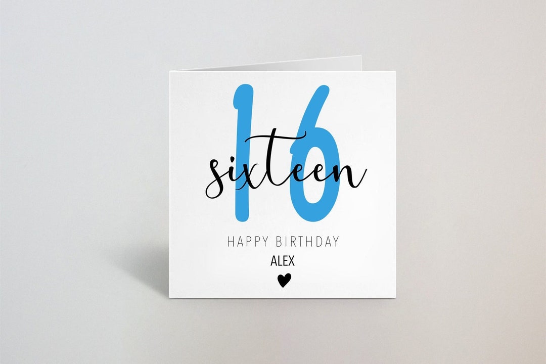 Sixteen Years 16th Birthday Calligraphy Cursive Sketch Blue - Etsy