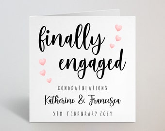 Personalised Finally Engaged Card  Congratulations On Your Engagement - Engagement Greeting Card - For Couple Son Daughter Sister - UK Made