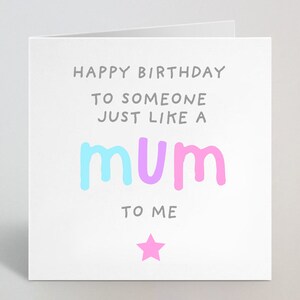 Joyeux anniversaire à quelqu’un comme une maman Carte d’anniversaire pour sa carte de vœux amusante Belle-mère rose Sœur Tante Tante Amie