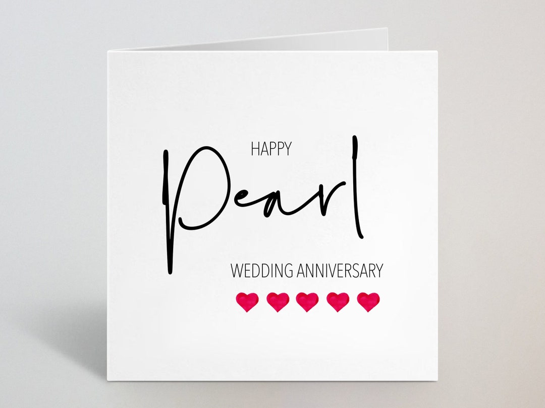 Happy Pearl Wedding Anniversary - 30th Thirty Years Married Card Couple ...