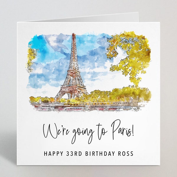 Personalisierte We're Going To Paris Karte - Paris Frankreich Urlaubsreise Überraschung Geschenk Geburtstag Jahrestag Karte Ehemann Ehefrau - UK Made