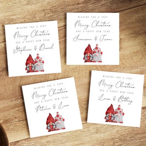 Pack De 4/8/12 Nombre/Relación Personalizada Gonk Merry Christmas Greeting Card Pack - Set Of Gnome Gonk Christmas Cards For Family - UK Made