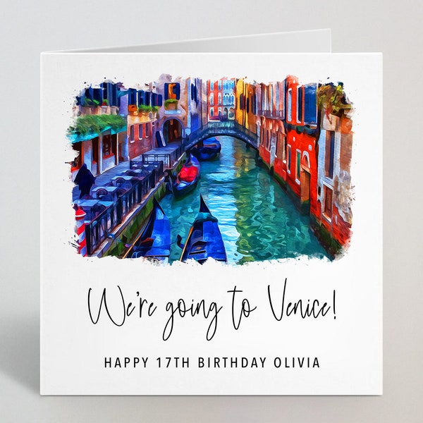 Personalisierte We're Going To Venice Karte - UK Venedig Italien City Break Urlaubsreise Überraschung Geschenk Geburtstag Jahrestag Ehemann Ehefrau - UK Made