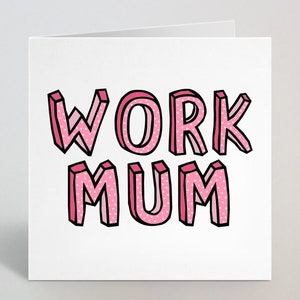 Mutige fleckige rosa Arbeits-Mama-Mutter-Tageskarte - Arbeits-Mama-Muttertag Grußkarte von Kollegin - hergestellt in Großbritannien