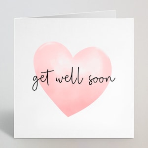 Gute Besserung Grußkarte - Simple Love Heart Get Well Soon Karte für beste Freundin, Schwester, Kollegin, Mama, Bestie - UK Made