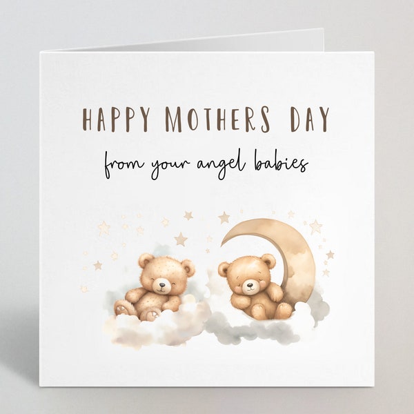 Happy Mothers Day From Your Angel Babies - Mothers Day Card For Mum, Mummy, Mother, Her From Child, Daughter, Son - UK Made