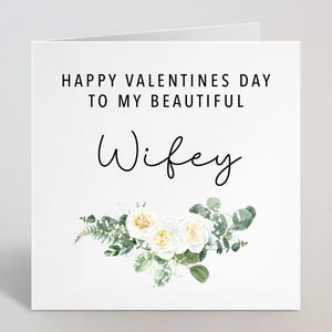 Feliz Dia dos Namorados para minha linda esposa Cartão de felicitações - Esposa Floral Verdejante Cartão de felicitações para o Dia dos Namorados - Feito no Reino Unido