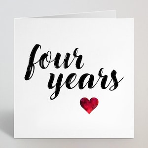 結婚4周年記念グリーティングカード - カリグラフィー筆記体スケッチ愛夫妻パートナー配偶者ボーイフレンド - 英国製