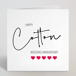 Feliz aniversario de bodas de algodón - 2º Tarjeta de matrimonio de dos años para pareja - 2ª tarjeta de dos años Hermana amiga Hermano papá mamá - Reino Unido Hecho