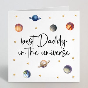 Kies ontvanger - Best In The Universe Fathers Day Card For Papa Pops Dad Grandad - Space Universe Astronaut Fathers Day Card - UK Made