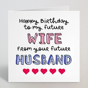Joyeux anniversaire Future Wife Carte de vœux - De votre futur mari Carte de vœux colorée mignonne audacieuse pour fiancée sa femme Wifey - UK Made