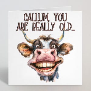 Nombre personalizado vaca divertida eres realmente vieja tarjeta de felicitación - grosero, divertido, broma 40, 50, 60, 70 tarjeta de cumpleaños papá, hermano, amigo