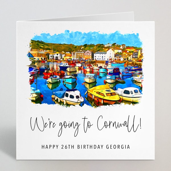 Personalised We're Going To Cornwall Card - UK Cornwall England Beach Holiday Trip Surprise Gift Birthday Anniversary Husband Wife - UK Made