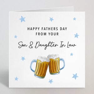 Escolha o destinatário - Feliz Dia dos Pais do seu filho e nora - Cartão de cerveja do dia dos pais para papai/pai/pai/pai/papai - feito no Reino Unido