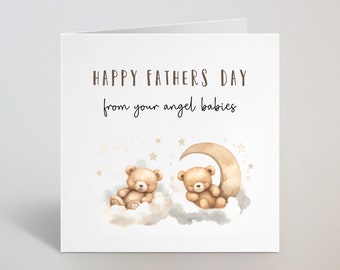 Happy Fathers Day From Your Angel Babies - Fathers Day Card For Dad, Daddy, Father, Him From Child, Daughter, Son - UK Made