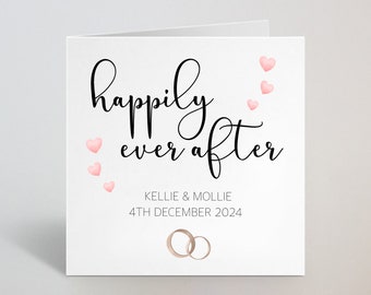 Personalised Names And Date Happily Ever After Wedding Card - Custom Wedding Card - Happily Ever After Anniversary Card For Couple UK Made