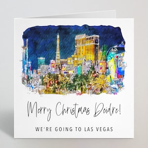 Personalisierte We're Going To Vegas Weihnachtskarte - Las Vegas Urlaub Urlaub Überraschungsgeschenk Weihnachten Weihnachtskarte Mann Frau - Hergestellt in Großbritannien