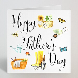 Biglietto d'auguri per la festa del papà da giardinaggio - Biglietto d'auguri per piante da giardinaggio, fiori, stivali da pioggia, per nonno, papà, nonno, papà, prodotto nel Regno Unito