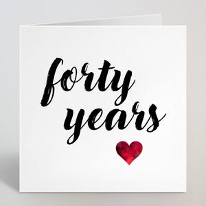 Cartão de felicitações de 40º aniversário de casamento - Caligrafia, esboço cursivo, amor, marido, esposa, parceiro, cônjuge, namorado - Fabricado no Reino Unido