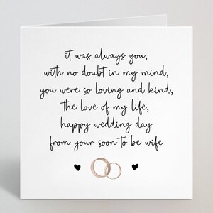 Cartão de poema do dia do casamento para noivo, noiva, futuro marido/esposa - sempre foi você, feliz dia do casamento, cartão romântico e atencioso - feito no Reino Unido