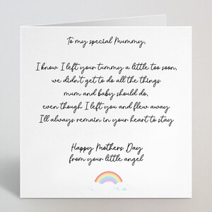 À ma carte spéciale de fête des mères maman - Poème cursif émotionnel Perte de bébé Carte de vœux de fête des mères pour sa maman maman mère - UK Made