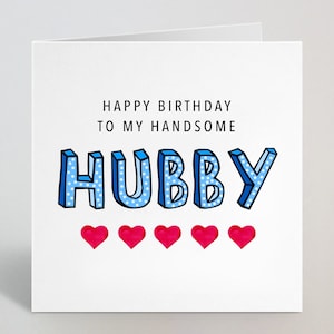 Buon compleanno al mio bel biglietto di auguri di compleanno di mio marito - Carino biglietto colorato blu audace per marito mio marito - UK Made