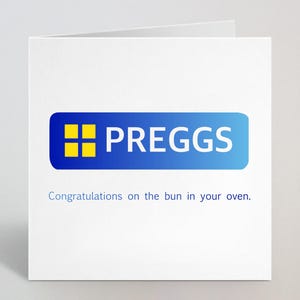 Preggs Schwangerschaftsankündigung Glückwunschkarte – Brötchen im Ofen Schwangere neue Mutter Mumie, um Babyparty zu sein Congrats On Pregnancy – UK Made