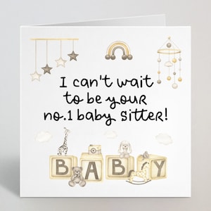 No puedo esperar a ser su tarjeta de felicitación de niñera número 1 - Nueva tarjeta de bebé Felicitaciones de recién nacidos Hermana amiga Colega de la familia Ella - Reino Unido Hecho