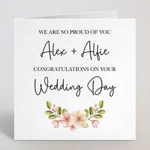 Personnalisé Nous sommes si fiers de vous, félicitations pour votre mariage - Carte de mariage personnalisée pour fils, fille, belle-sœur - Fabriquée au Royaume-Uni