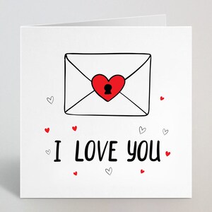 I Love You Enveloppe Carte de vœux d’amour de la Saint-Valentin - Carte d’amour d’anniversaire de la Saint-Valentin mignonne - Pour femme Mari Fiancé Lui - Royaume-Uni