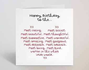 Liebesherz Happy Birthday To the Most Beautiful, Amazing Woman Karte - Geburtstagskarte Geschenk für Freundin Frau Partner Verlobte Sie - UK Made