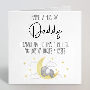 Biglietto di auguri per la festa del papà - Un simpatico elefante non vede l'ora di incontrarti per coccolarti - Biglietto per la festa del papà da Bump Baby - Prodotto nel Regno Unito