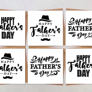 x6/12/18 Vaderdag wenskaarten Multipack - Eenvoudige zwart-wit Vaderdag wenskaarten voor papa, papa, papa, opa - UK Made