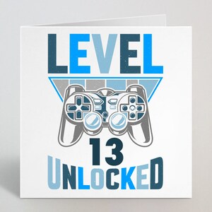 Any Age Boys Gaming Birthday Card - Gamer Age Controller Birthday Card - Level 8 9 10 11 12 13 14 15 16 Unlocked Boy Birthday Card - UK Made