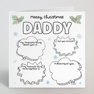 Buon Natale colorato / Fill In biglietto di auguri - Buon Natale Biglietto personalizzato da bambino, bambino per papà, nonno, nonno, papà - UK Made