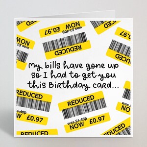 Tarjeta de cumpleaños de facturas de electricidad de energía divertida - Tarjeta de broma divertida reducida para él Hermano papá - Tarjeta de cumpleaños de aumento de facturas divertidas - UK Made