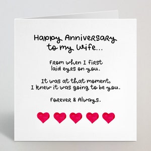 Joyeux anniversaire à ma femme Lovely Words Carte de vœux - Carte d’anniversaire de mariage pour femme Wifey - Carte d’anniversaire Partner Her - UK Made