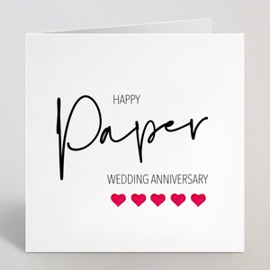 Happy Paper Wedding Anniversary - 1st One Year Married Card For Couple - 1st One Anniversary Card Sister Friend Brother Dad Mum - UK Made