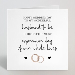 Happy Wedding Day Mari To Be - Carte de jour de mariage amusante et mignonne - Voici le jour le plus cher de nos vies - Fabriqué au Royaume-Uni