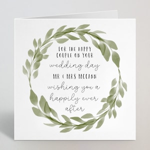 Carte de mariage personnalisée pour le couple heureux - Carte de mariage personnalisée pour les plantes vertes personnalisées pour toujours après le mariage pour couple M. & Mme - UK Made