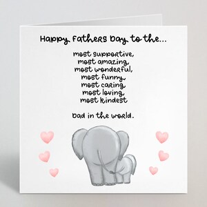 Elija destinatario - Feliz Día del Padre a la tarjeta más increíble, divertida y amorosa - Linda tarjeta de elefante para abuelo, papá, papá, padrastro - Hecho en el Reino Unido