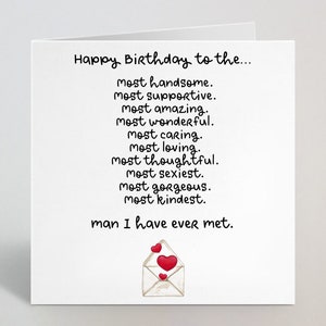 Joyeux anniversaire au plus beau, solidaire, carte d’homme incroyable - carte d’anniversaire cadeau pour petit ami mari partenaire fiancé - UK Made