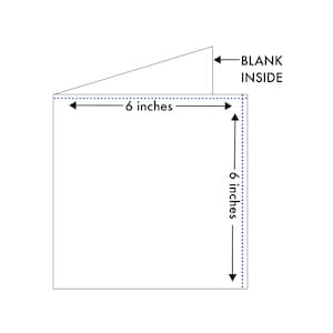 K&ouml;nnte beinhalten: Eine wei&szlig;e Gru&szlig;karte mit den Ma&szlig;en 15 cm x 15 cm, beschriftet mit "Leer innen". Die Karte ist offen dargestellt, mit gestrichelten Linien, die die Ma&szlig;e angeben.