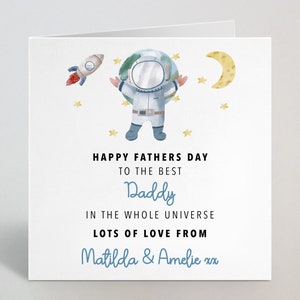 Personalizado a los mejores... En el Universo - Tarjeta personalizada del Día del Padre de Astronautas para Papa Pops Papá Padre Abuelo de Niños - UK Made