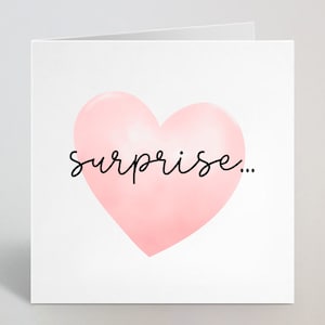 Surprendre... Carte de vœux Cursive Red Heart - Vacances surprises, Voyage, Week-end, Annonce de grossesse, Carte de vœux surprise - UK Made