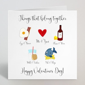 Choses qui appartiennent ensemble Carte de vœux mignonne - Carte romantique de la Saint-Valentin - Mari Femme Petit ami Petite amie Fiancé Partenaire - Fabriqué au Royaume-Uni