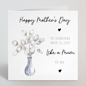 To Someone Just Like A Mum Muttertag Karte - Aquarell Blumenvase für Tante Nanny Nan Step Mutter Schwiegermutter Freund - UK Made