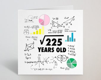 Choose Any Age - Square Root Birthday Card For Him Her 7th 8th 10th 15th 18th - Mathematics Nerd Geek Intelligent Son Grandson Gift- UK Made